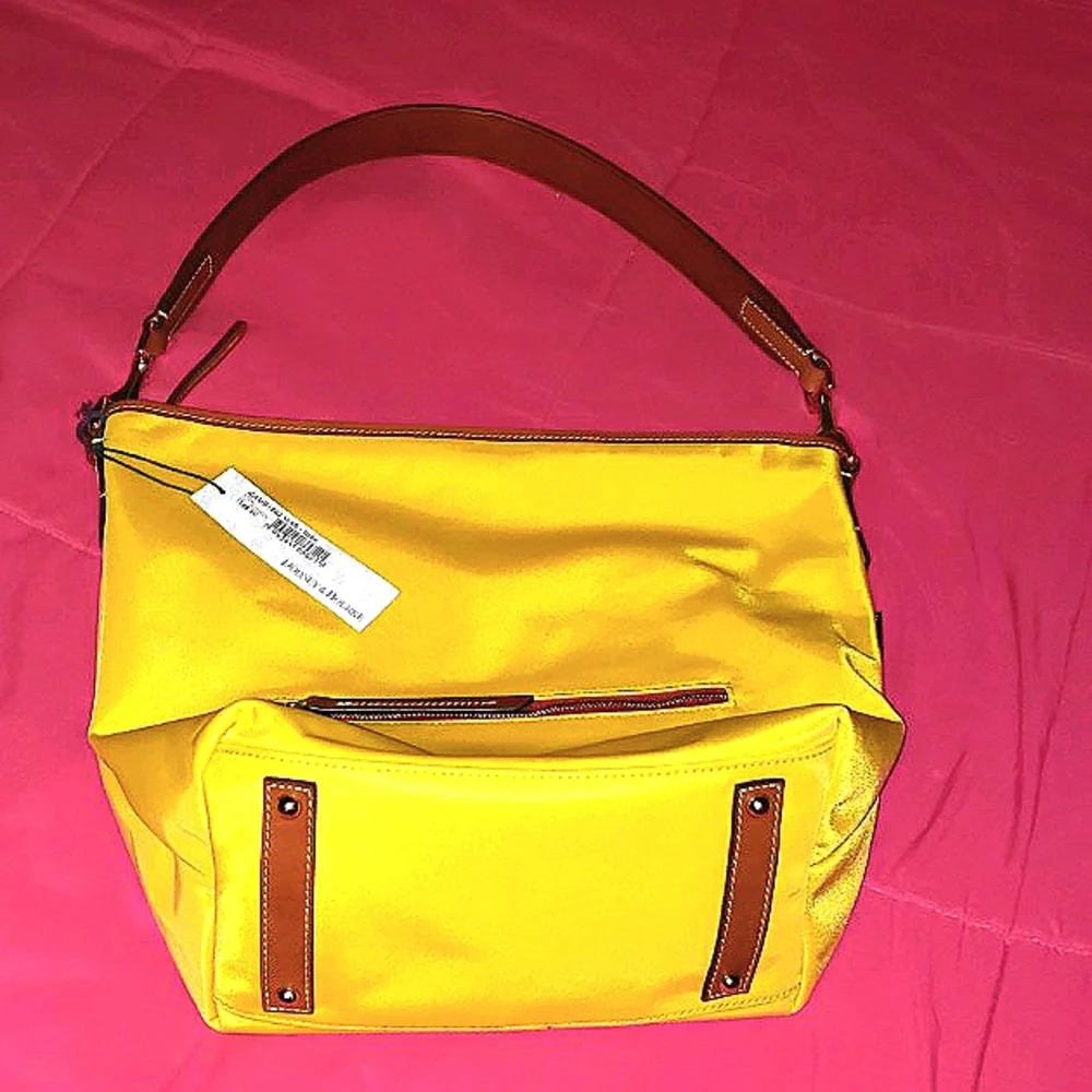 Dooney & Bourke Yellow Hobo with Brown Trim